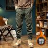 Men's Winter New Trendy Brand Drape American Retro Overalls Elastic Velvet Large Pocket