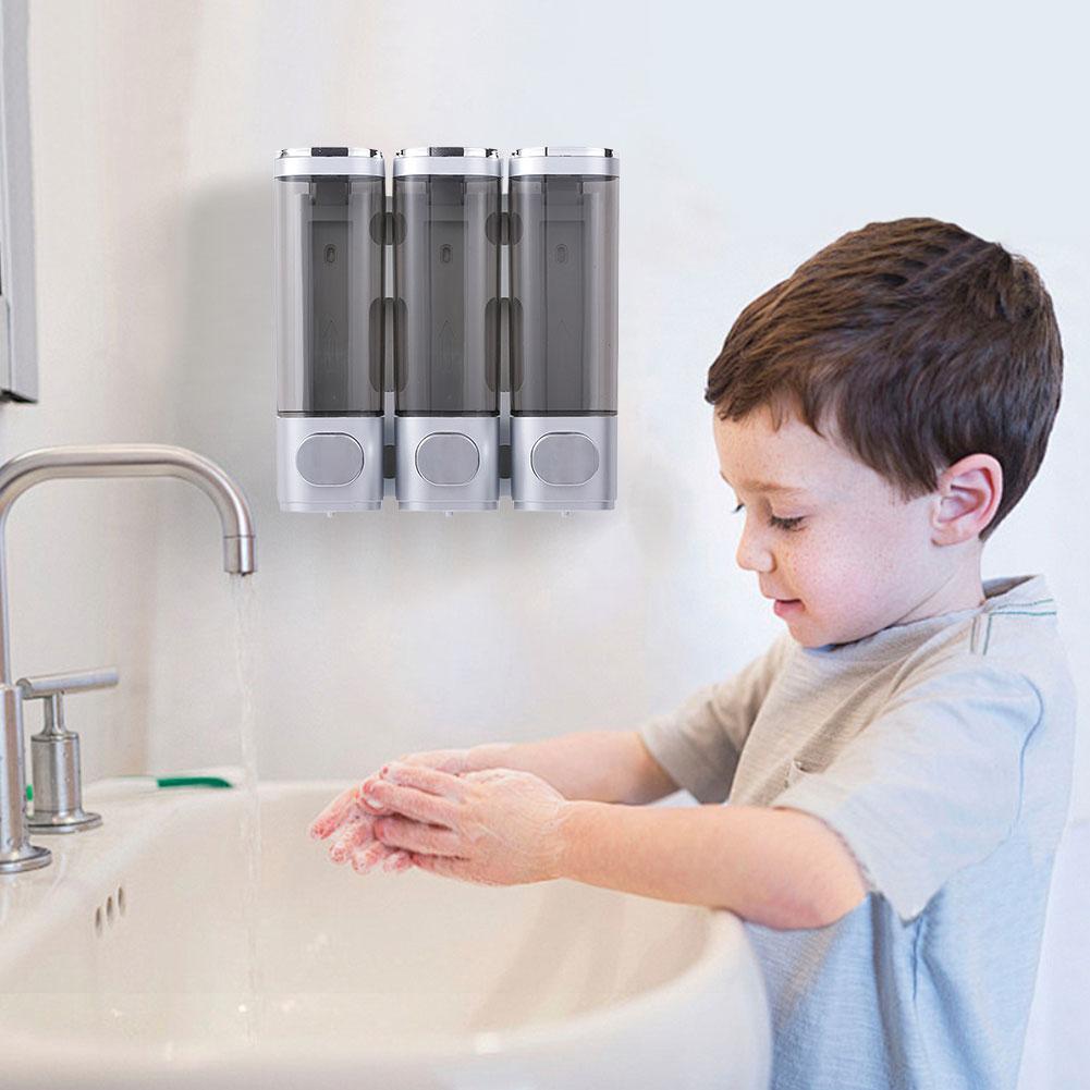 Shampoo and Conditioner Dispenser 3 Chamber Shower Soap Dispenser No Drill Shower Dispenser Wall-Mounted for Bathroom Hotel
