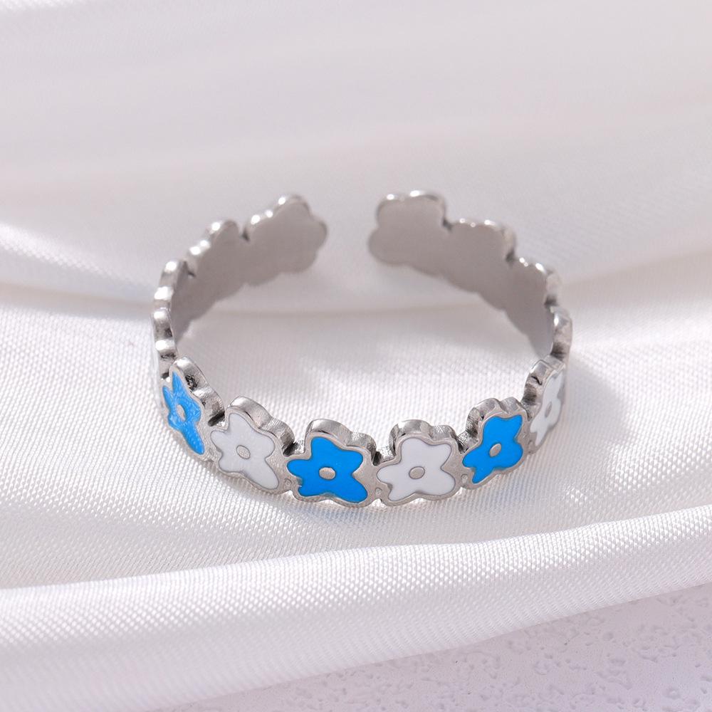 Korean Style Irregular Flower Titanium Steel Open Ring – Women s Sweet, Fresh Design