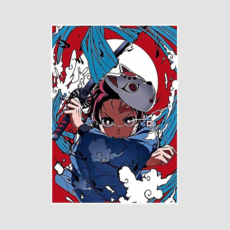 

Японский комикс фильм «Убийца демонов» поезд «Муген» аниме-постеры Kimetsu No Yaiba Белый бумажный постер Художественная роспись настенное украшение Фреска Домашний декор 30x21cm