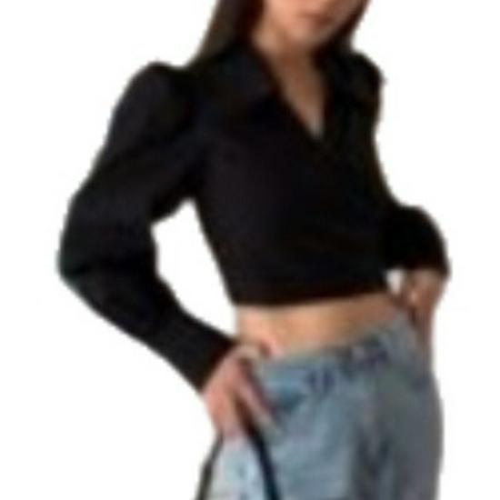 European & American Style V-Neck Lace-Up Lantern Sleeve Top for Women - Sexy High-Waisted Spring Shirt