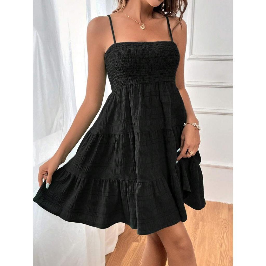 Women's Clothing, Summer New Styles, One Cut Collar, Slim Camisole, Solid Color, Versatile, Dress