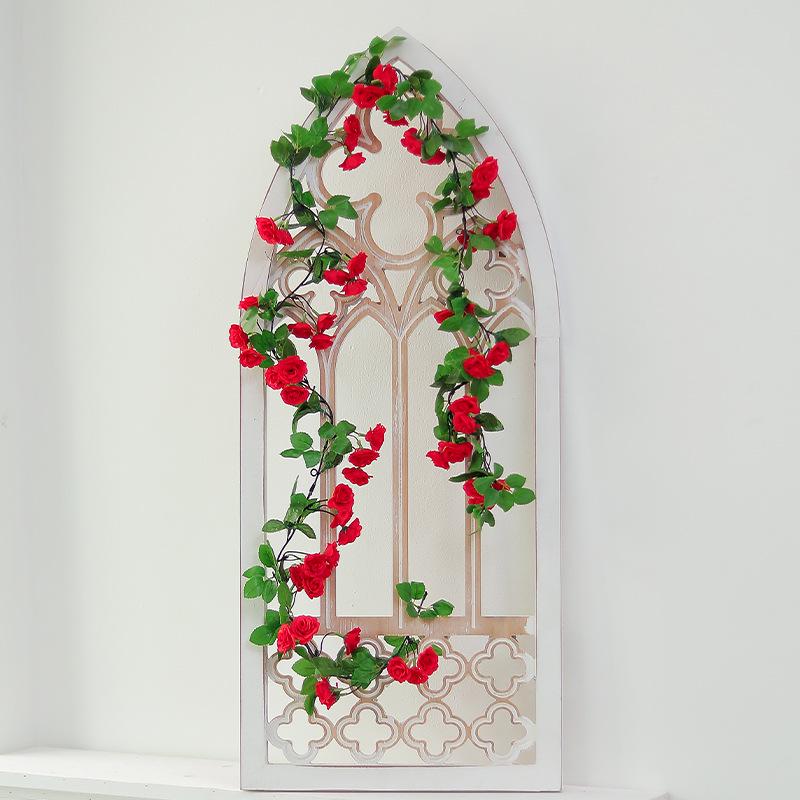 Silk Rose Vine Wall Decor - Artificial Floral Garland for Air Conditioner & Walls