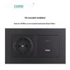 Black 16A German Standard Socket Panel with Double USB + Type C, Concealed European Installation