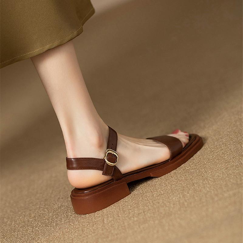 Summer Fashion Sandals Women Low Heels Elegant Open Toe Slingback Shoes Women Non Slip Soft Sole Sandalias