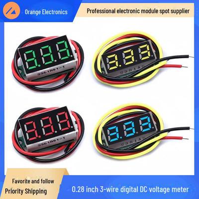 0,28 Zoll digitales DC-Voltmeter-Kopfdisplay, einstellbares 3-adriges DC-0-100-V-Batterievoltmeter