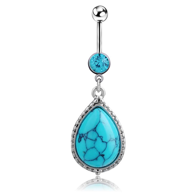 New Product Blue Pine Stone Five -piece Pendant Navel Navel Lumbar Chain Belly Navel Loop Belly Button Buckle