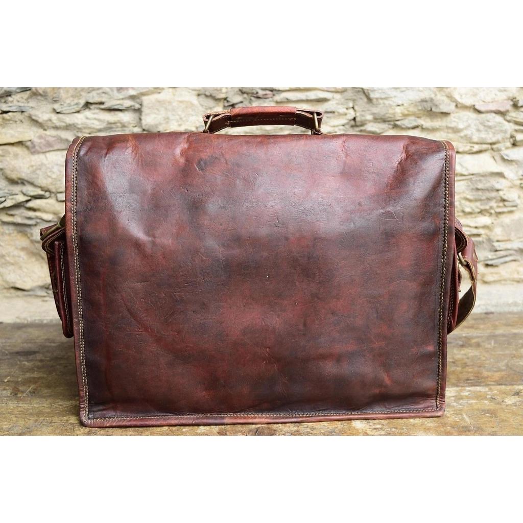 Pánská originální hnědá kožená brašna na notebook Messenger přes rameno Aktovka