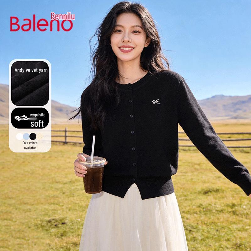 Baleno Women's Embroidered Bow Knitted Cardigan