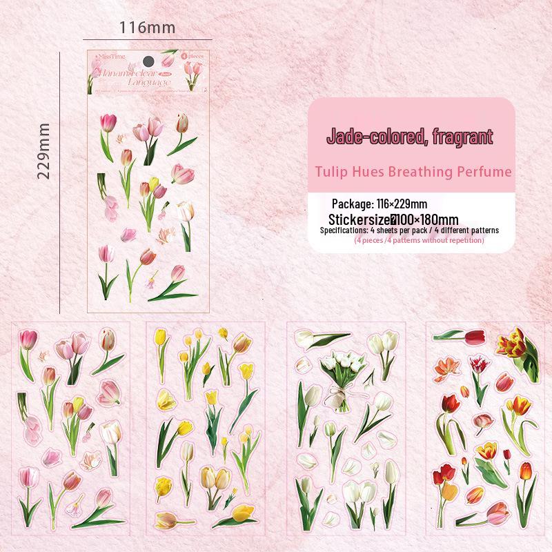 Flower Language Series PET Stickers – 6 Styles for Scrapbooking and Decoration