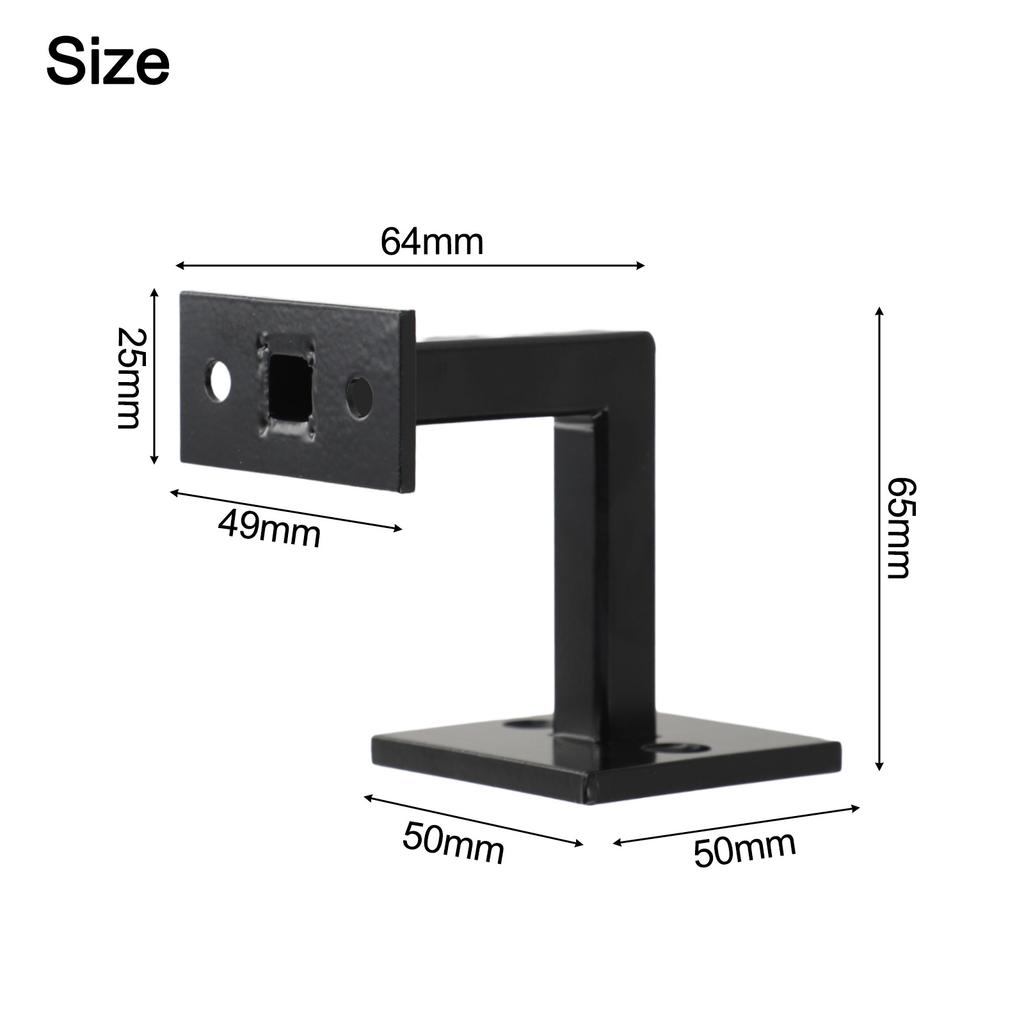 For Commercial Buildings Hand Rail Support Black Handrail Bracket 2.6 Inches In Height Easy Installation Robust Base Design