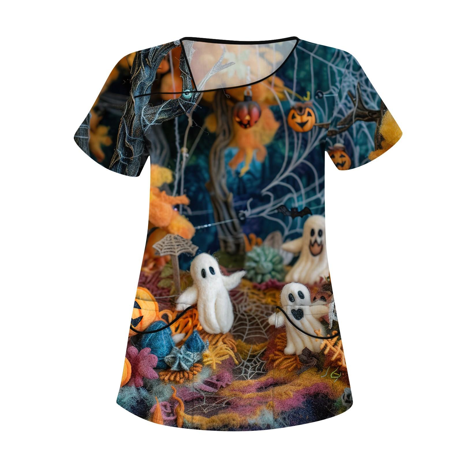 

Женская рабочая одежда с принтом, покатый воротник и двухслойные карманы, базовый верхний пуловер XXL