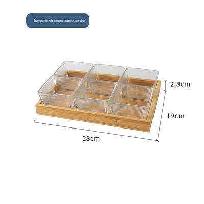 Qianxing Glass Serving Platter with Bamboo Tray Set