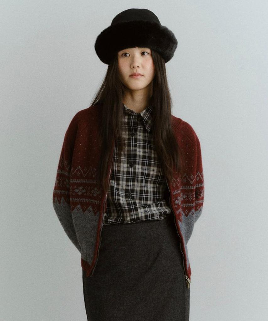 Howaseu Howus Nordic Knit Zip-Up (Burgundy)