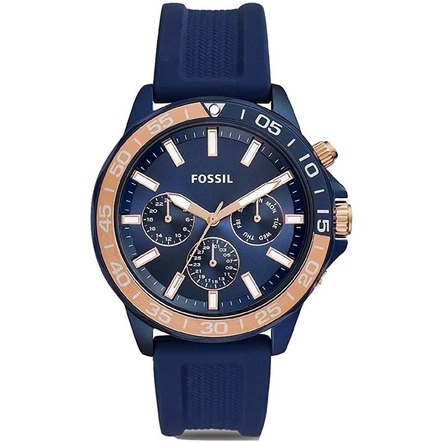

Fossil Bannon Multifunction Blue Dial Blue Silicone Strap Watch for Men BQ2498