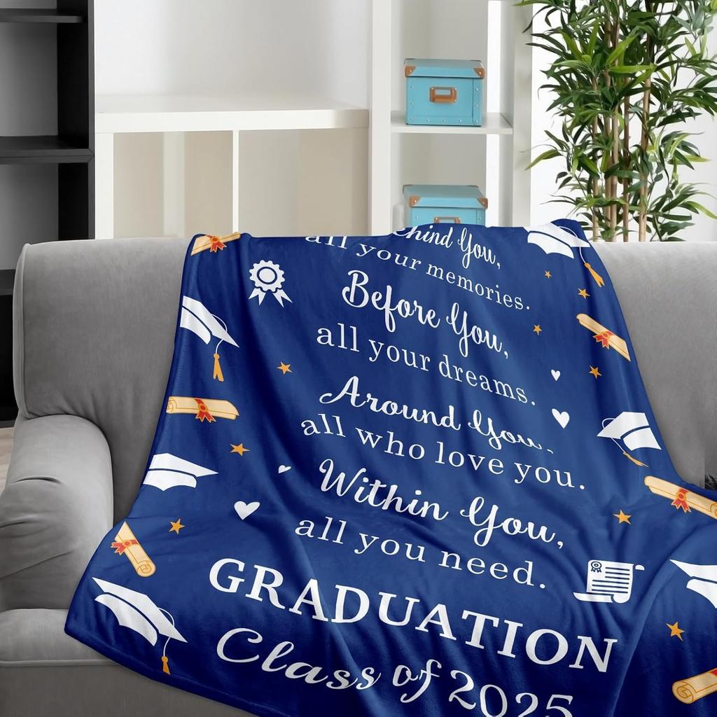 2025 Graduation Gifts for Him Her Class of 2025 Blanket College Graduation Gifts for Women Men Graduation Throw Blanket Senior Middle High School Phd