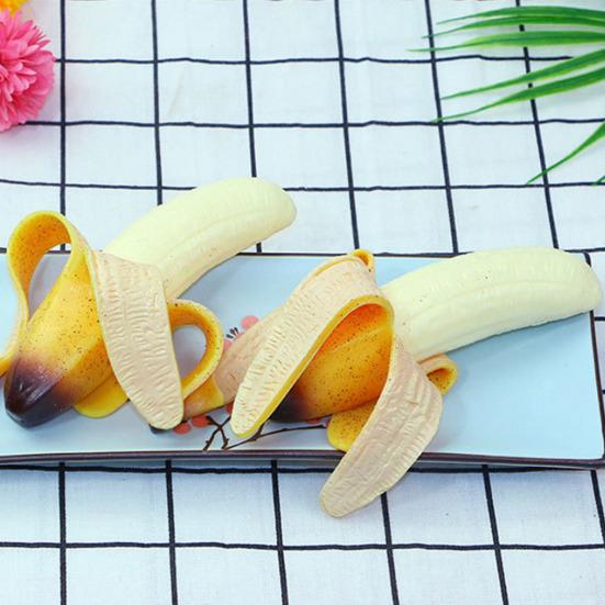 Simulation Peeled Banana Squeeze Toy Soft Stretchy Banana Shape Fidget Toy Portable Simulated Fruit Sensory Pinch