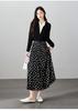 Fashionable Polka Dot Printed High Waisted Skirt for 2026 Spring Versatile Slimming Mid Length A-line Umbrella Skirt