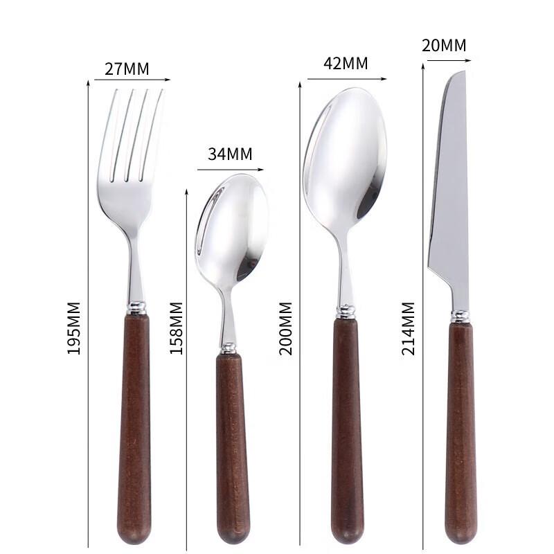 ZISIZ Wooden Handle Stainless Steel Cutlery Set