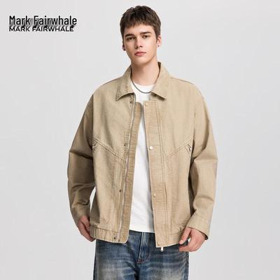 Mark Fairwhale Men's Retro Japanese Style Loose Fit Workwear Denim Cotton Jacket