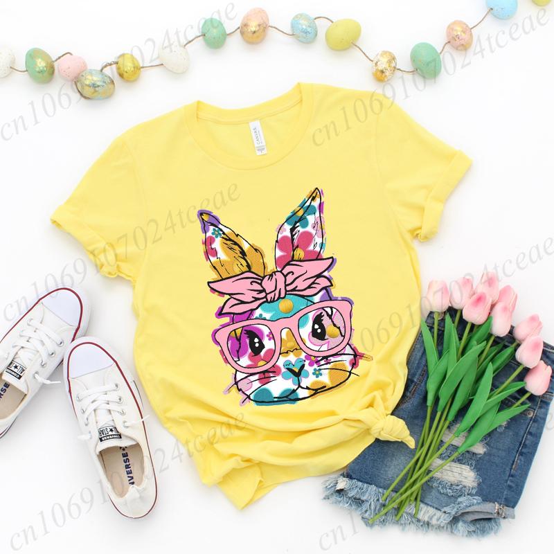 Coquette Bunny Print Women T-shirt Tshirt Summer Bunny Graphic Fashion Female T Shirts Woman Clothing Rabbit Cartoon Clothes