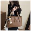 Pu Solid Color Large Capacity Commuter Casual Shoulder Tote Bag For Women