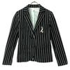 Stripe Tailored Jacket 38 Black Embroidery Women Used