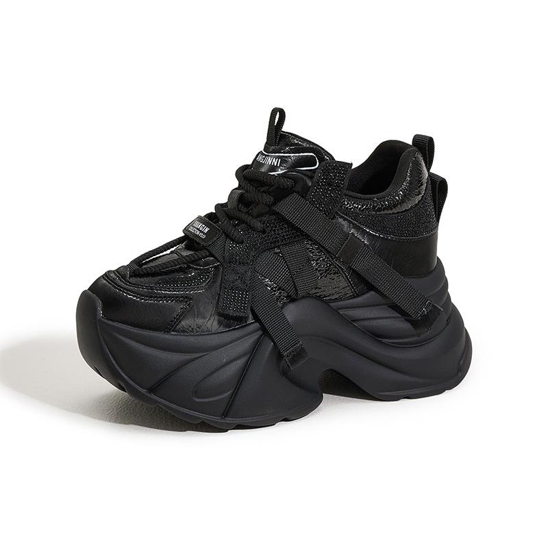 

Platform dad shoes women s 2025 spring and autumn new small inner height increase women s shoes fashionable versatile casual sports shoes 39 чёрный