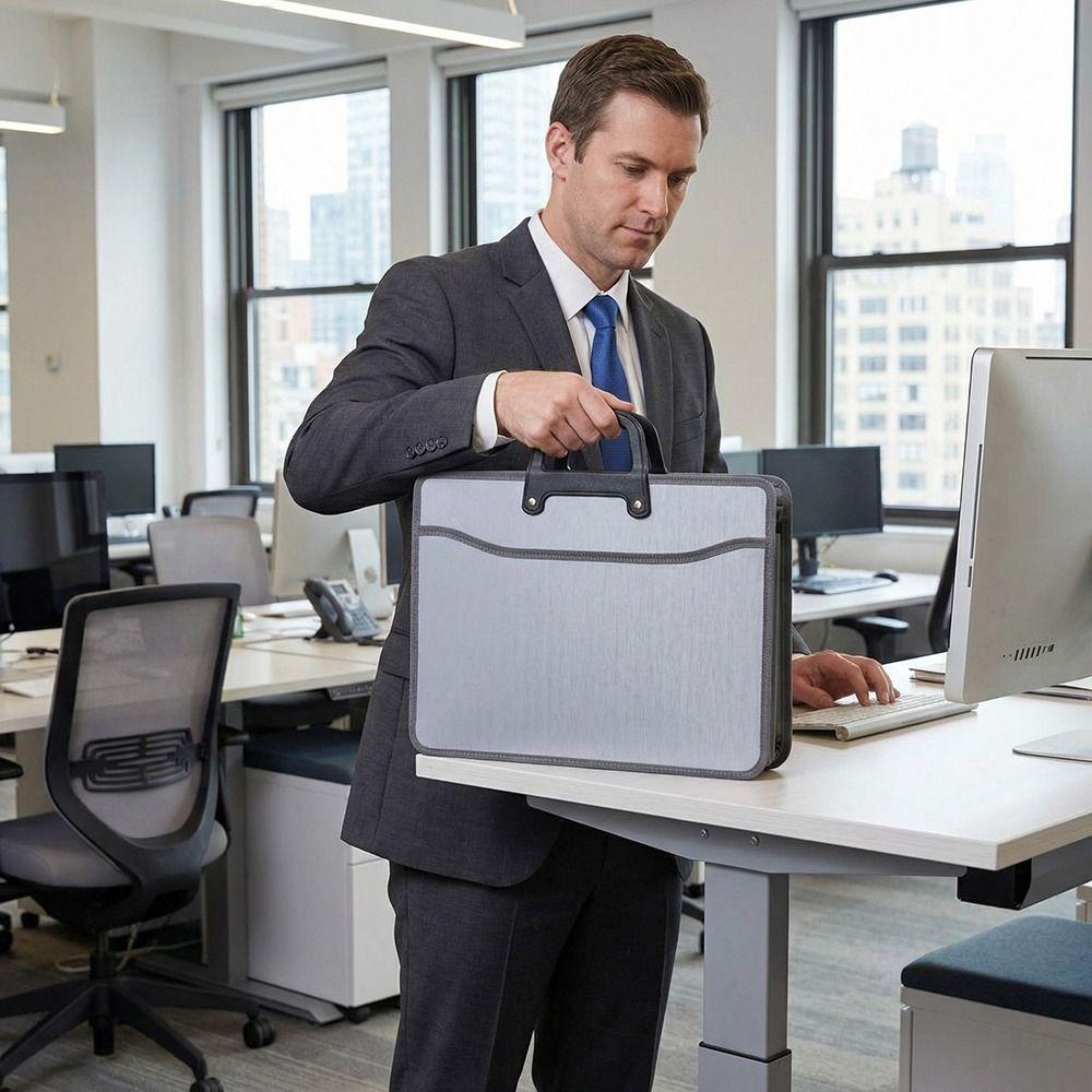 Large Capacity Office Briefcase Oxford Cloth Document Handbag Portable File Bag Meeting Conference