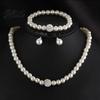 Imitation Pearl Jewelry 46024 Set Adjustable Length Necklace Ear Studs