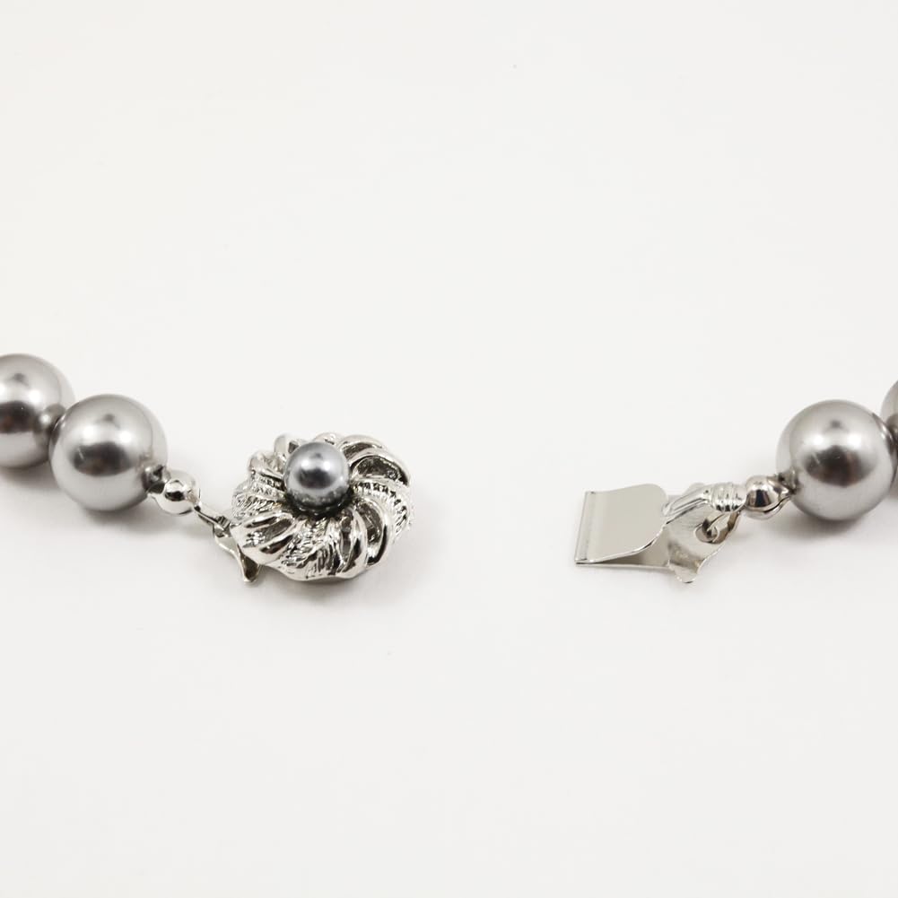 [Your and My Jewelry Box] Made In Japan  High-Quality Domestic Shell Pearl 9mm Formal Set, Gray-Black (Necklace and Earring Set) [Gift Wrapped]