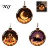 Plastic Festive Tree Baubles Halloween Ball Ornament, Light Up Clear Hanging Garden Wall Accents Decoration with Cat/Skeleton/Bat Inside for