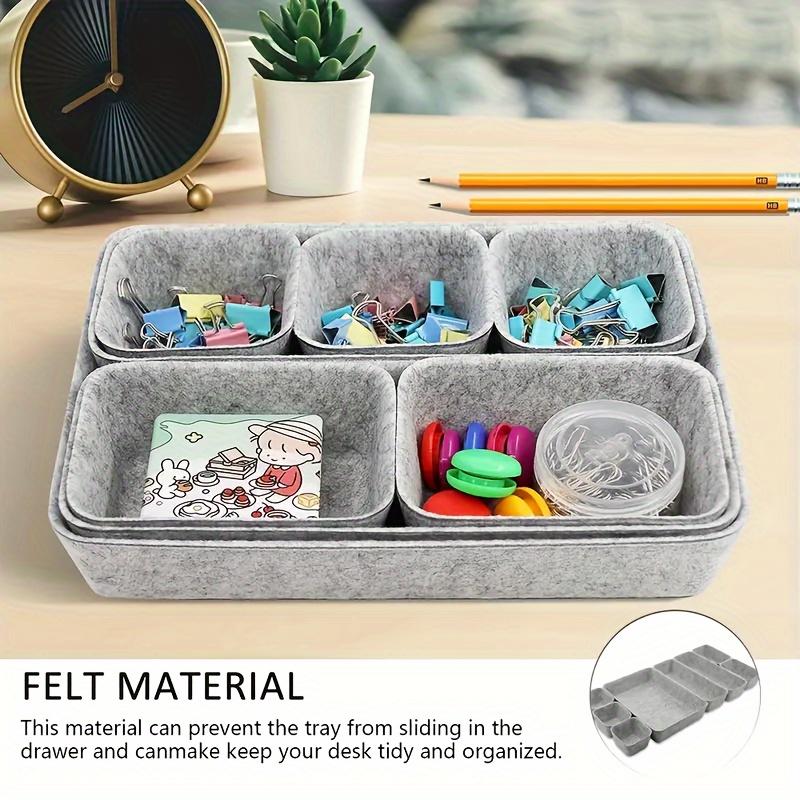 8-Pack Felt Drawer Organizer Trays, Desktop Dividers Space-Saving Office Supplies And Jewelry Storage, Multi-Compartment Desk Organizer for Home