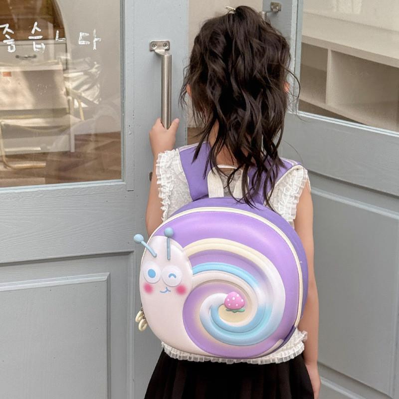 Snail Animal Pattern Oxford Fabric Backpack With Soft Eva Shell For Young Children