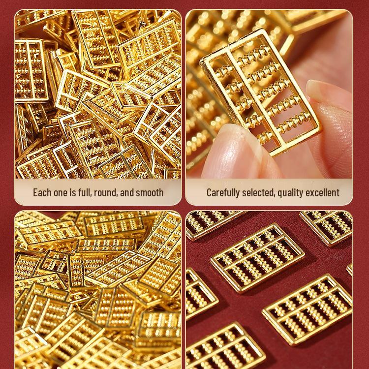 Gold-Plated Small Brass Abacus Ornament: Ruyi Wealth & Treasure Charm for Home or Desktop