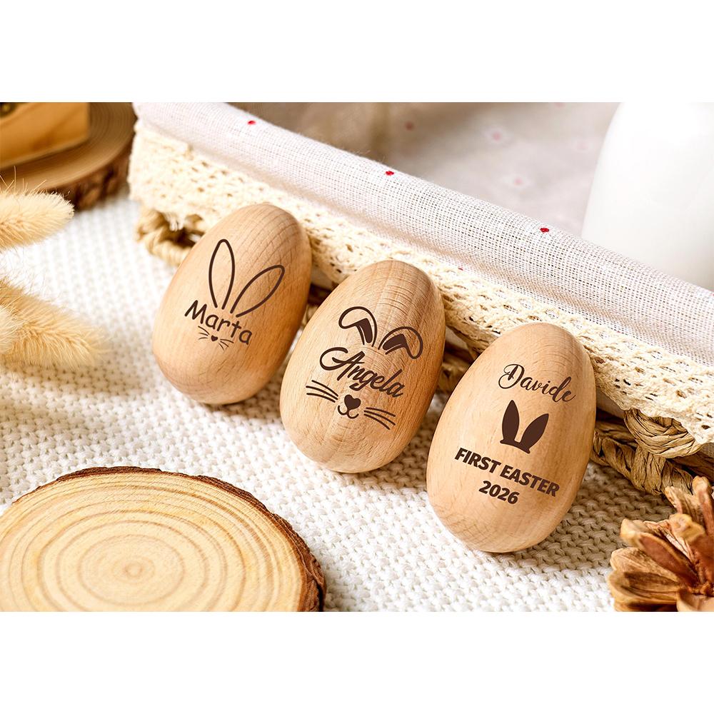 Personalized Wooden Egg Easter Bunny Inspired Egg Design Personalized Lettering Lovely Home Decor Great Basket Filler For Kids