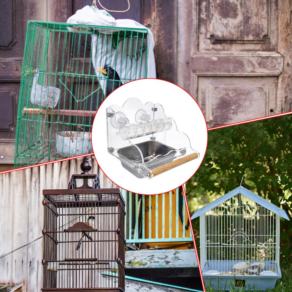 Bird Feeder Transparent Pet Supplies With Steel Bowl Parakeet Cage Feeder Water Tray For Cockatiels Lovebirds Budgies Parakeet