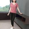 Summer Dress Plus-size Lady Sports Outfit - Top and Pants - Mother's Two-piece Set - Stylish and Fashionable Casual Outfit for Ladies