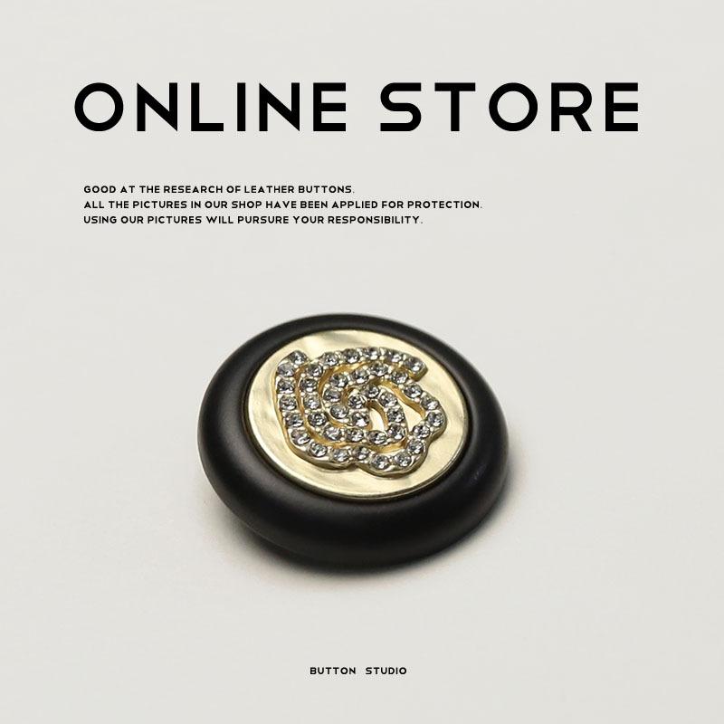 5Pcs Metal Diamond Rose Button Resin Edge Clothes Button Xiaoxiang Celebrity Suit Jacket Button
