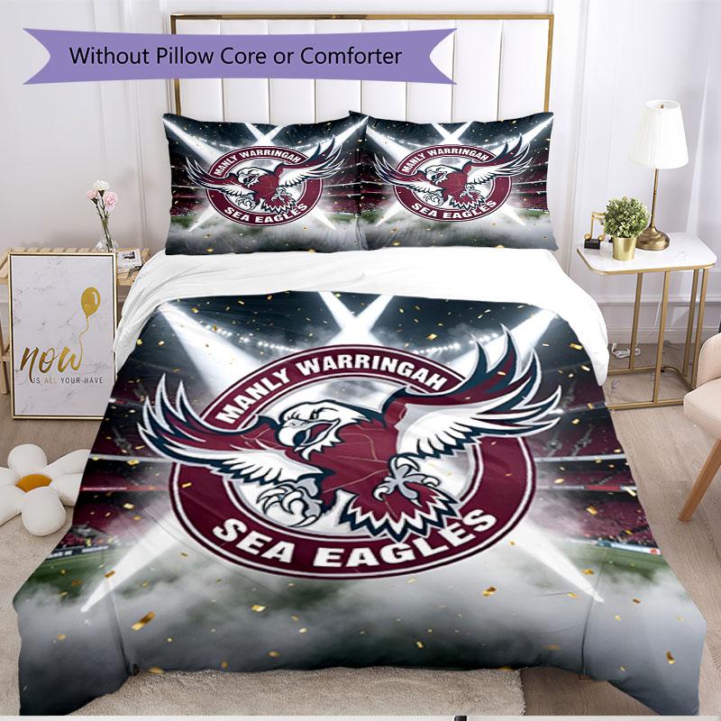 3pcs Duvet Cover Set (1*Duvet Cover + 2*Pillowcase, Without Core), Manly Warringah Sea Eagles Print Soft All‑Season Bedding Set, Home Bedroom Decor Gi