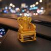 3D Printed Dragon Throne Ornament, Mini Emperor Chair Figurine with Gold Carving, Compact Desk Ornament & Key Holder Stand for Home Office Decor