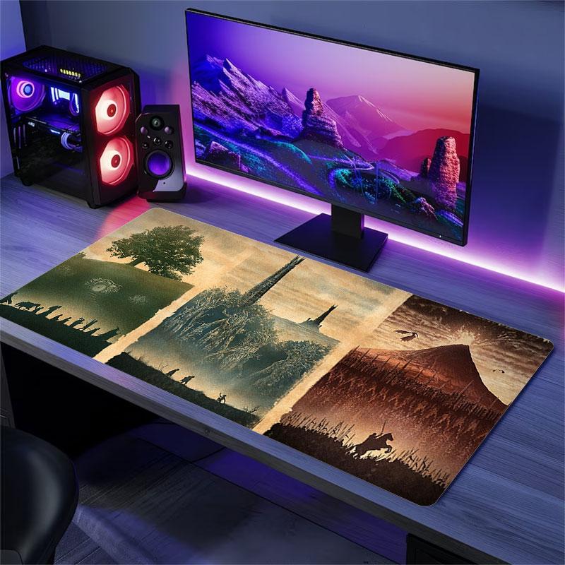 The Lord of the Rings Mouse Pad, Large Gaming Desk Mat, Non-slip XXL Mousepad for Laptop & Tablet, Mini PC Playmat with Stitched Edges