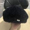 Diamond Pattern Rabbit Fur Beret For Women Plush Knitted Thickened Warm Winter Artist Hat Elegant Autumn Casual Cloche