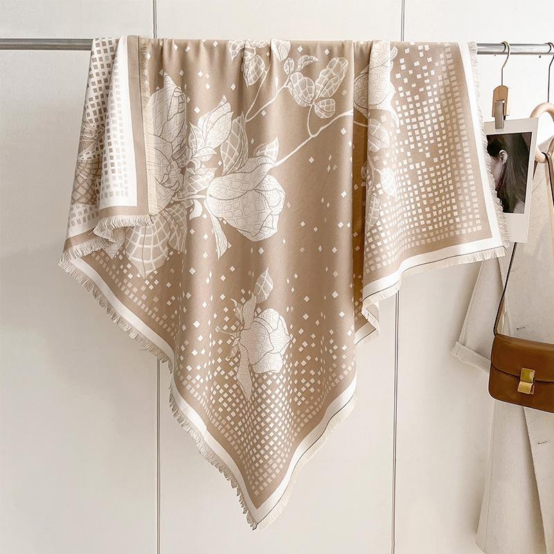Fashion Printed Imitation Cashmere Warm And Cold Student Dual-Purpose Shawl Age-Reducing Scarf Women