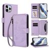 Butterfly Love Flower Multi-card Zipper Wallet Leather Phone Case