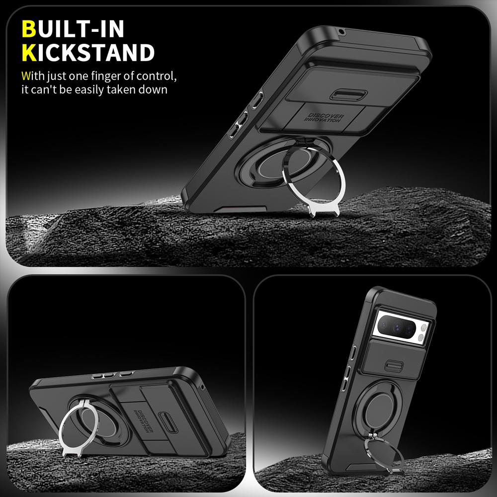 Magnetic Phone Case For Google Pixel 9A 9 Pro XL Rotating Folding Bracket Cover For Pixel 8A 7 8 Pro Slide Camera Protect Cover