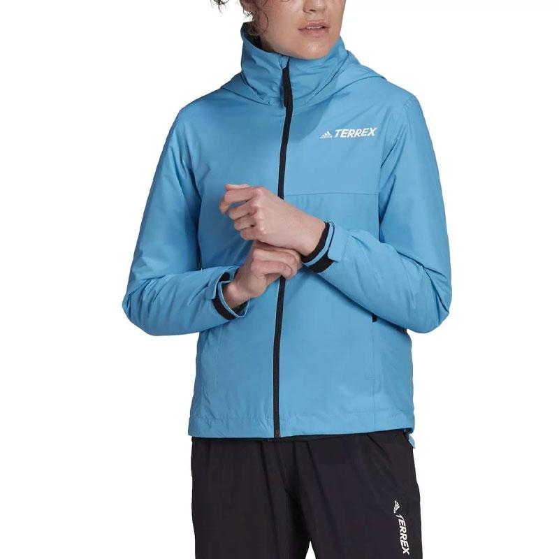 Adidas Womens Mountain Rain Resistant Jacket With Letter Print Women Jacket Blue HA2318