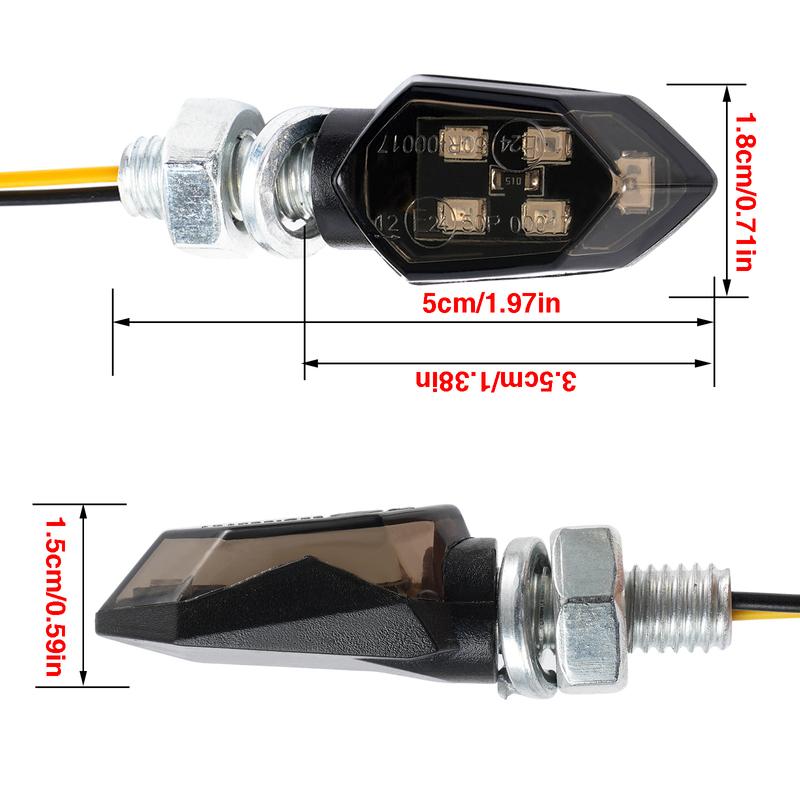 4PCS Smoked Lens Amber LED Turn Signal Lights 12V Universal Motorcycle Blinker for Front Rear Super Bright Easy Plug and Play