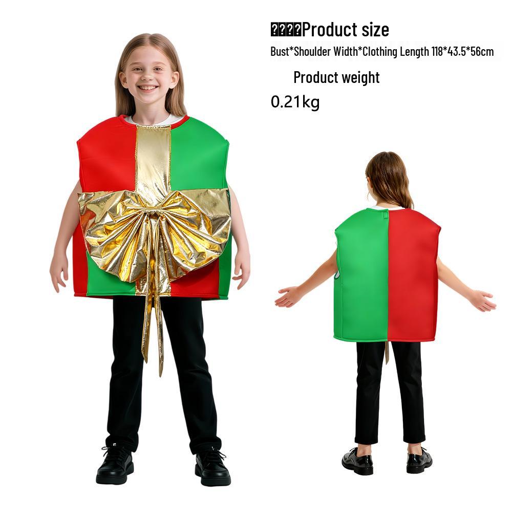 Kids Santa Claus Christmas Costume with Candy Cane Gift Box - Perfect for Parties and Performances