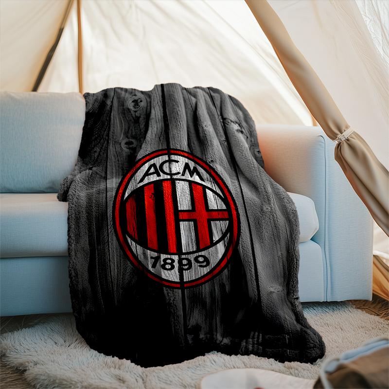 1PC Ac Milan Printed Soft Flannel Blanket Throw for Adult Bedroom Living Room Sofa Camping Travel Fan Gifts Christmas Gifts